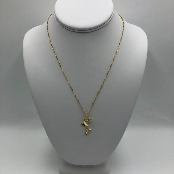 18K Gold Plated Butterfly Necklace Stainless Steel Cubic Zirconia Women's - Picture 4 of 10